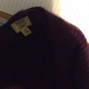 Plum colored long sweater cardigan